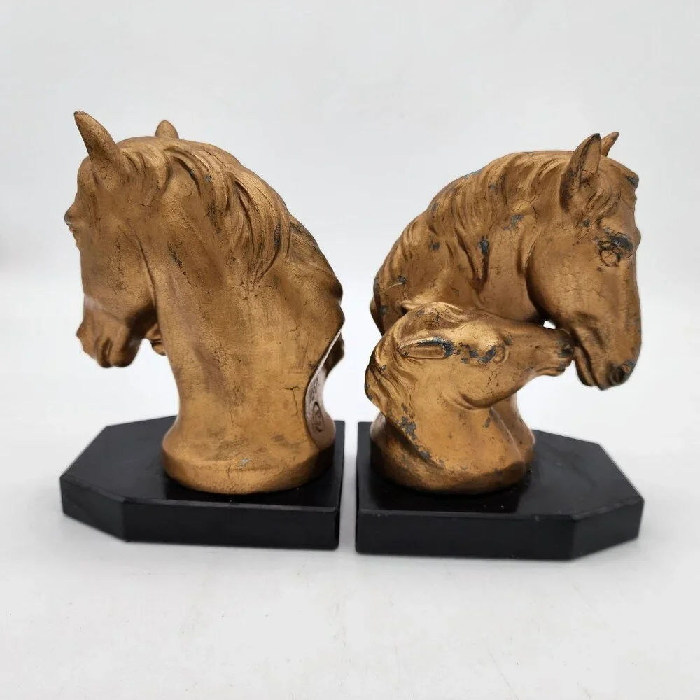 Antique JB Hirsch Horse Head Bookends - as found - Picture 2 of 9